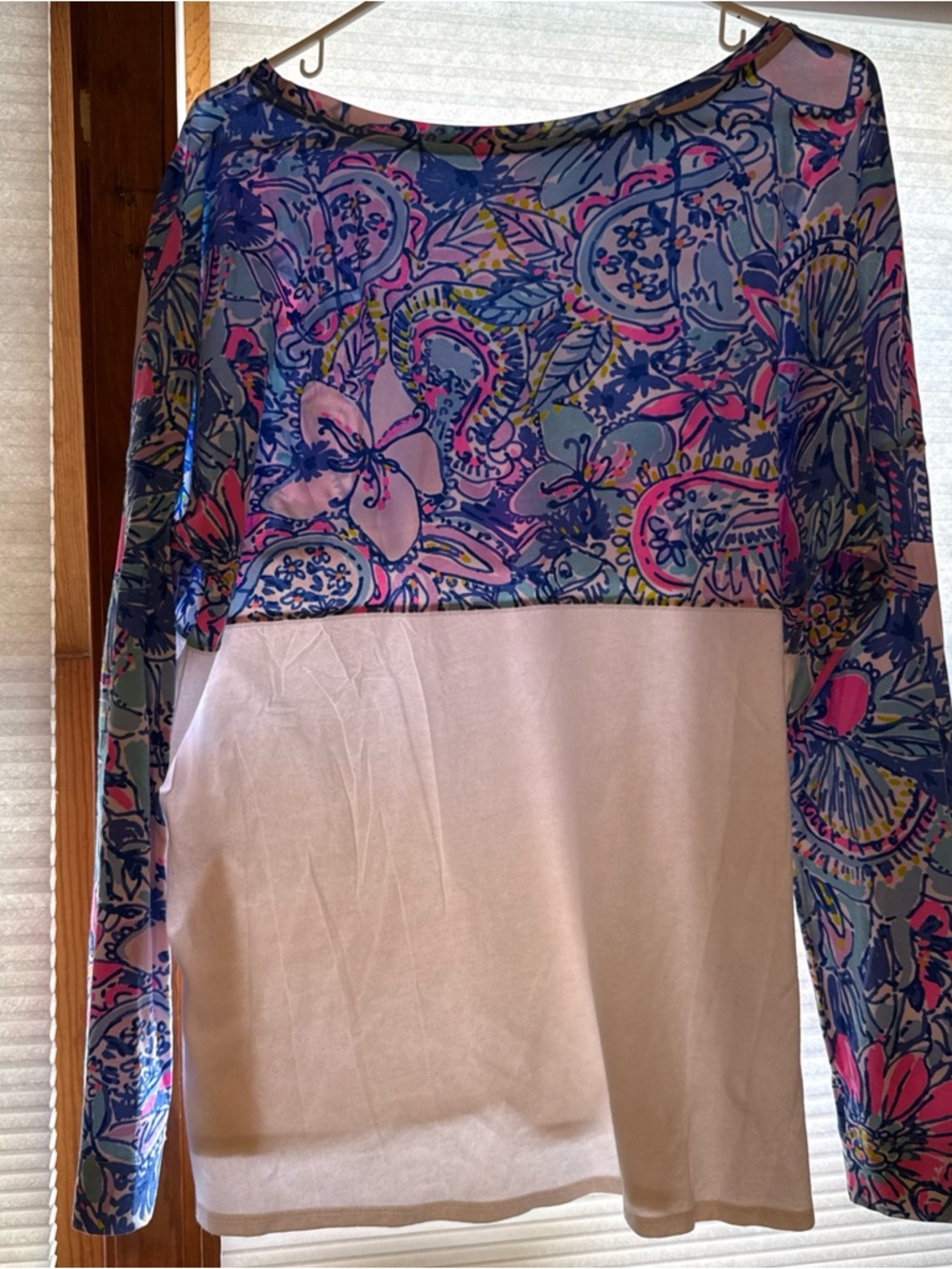 Lilly Pulitzer Finn Top Pop Up Got Your Back Long Sleeve Blouse Colorful Size XL